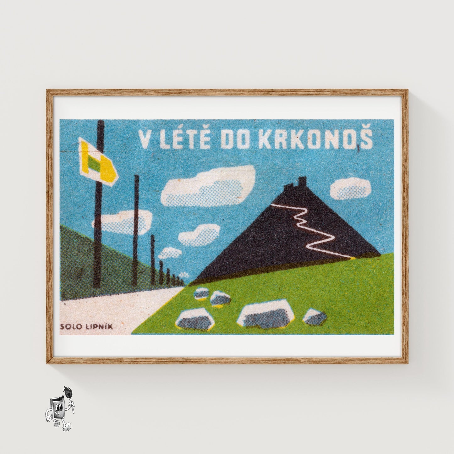 Krkonoše Mountains - vintage matchbox label print