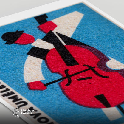 Stylized Image Of A Person Playing Polo - vintage matchbox label print - close-up detail