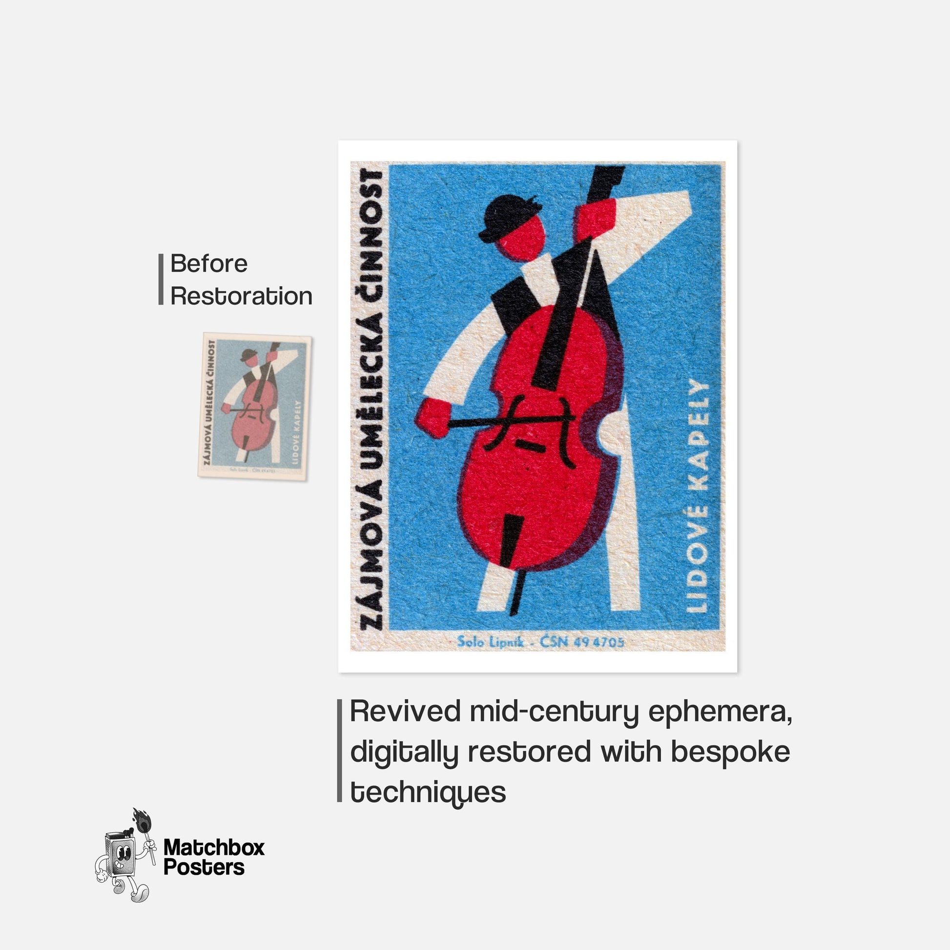 Stylized Image Of A Person Playing Polo - vintage matchbox label print - framed wall art preview