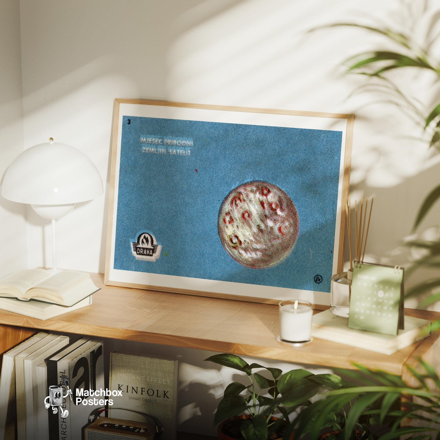 Moon - vintage matchbox label print - office wall