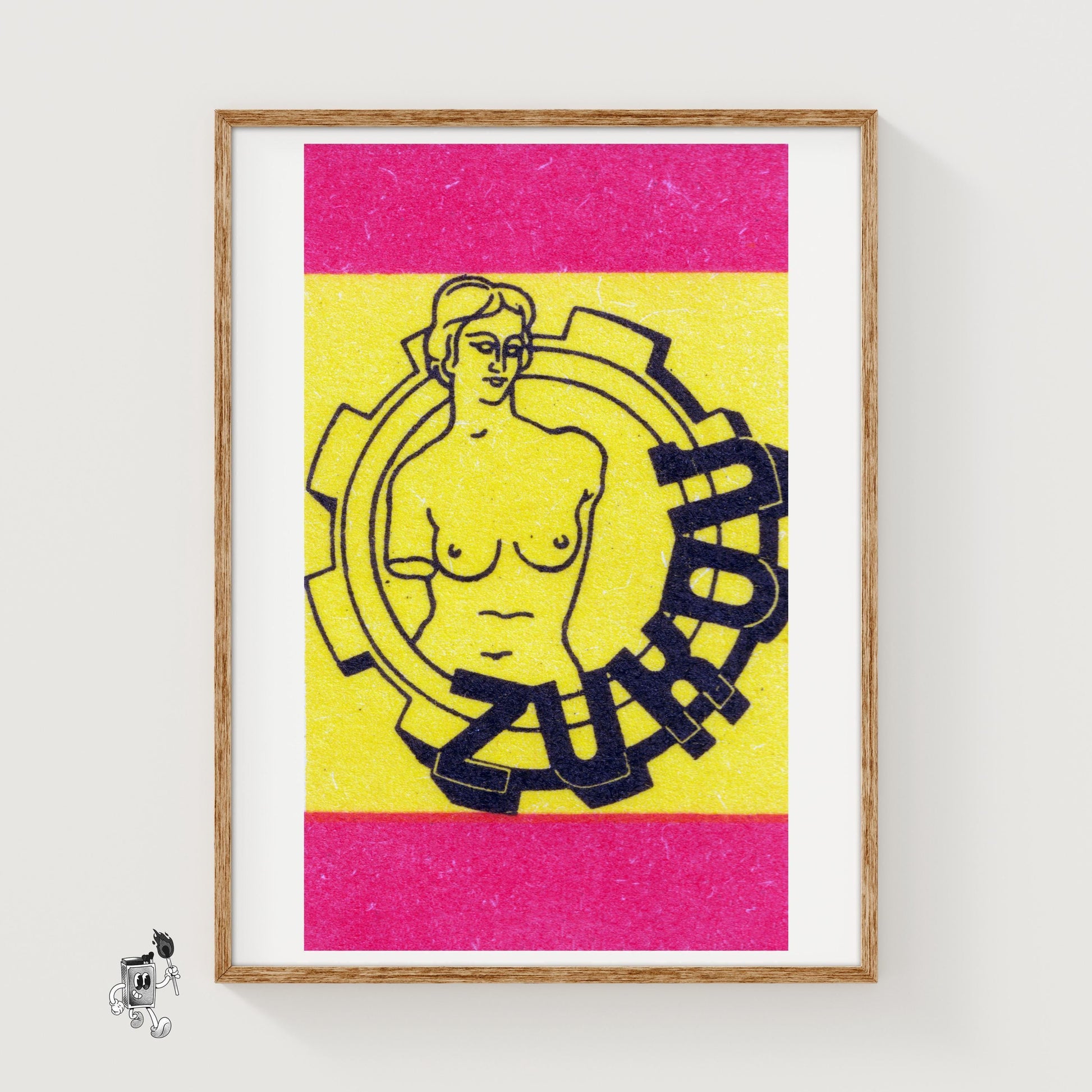 Industrial Female Figure - vintage matchbox label print