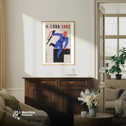 Sport Shooting Competitor - vintage matchbox label print - living room mockup