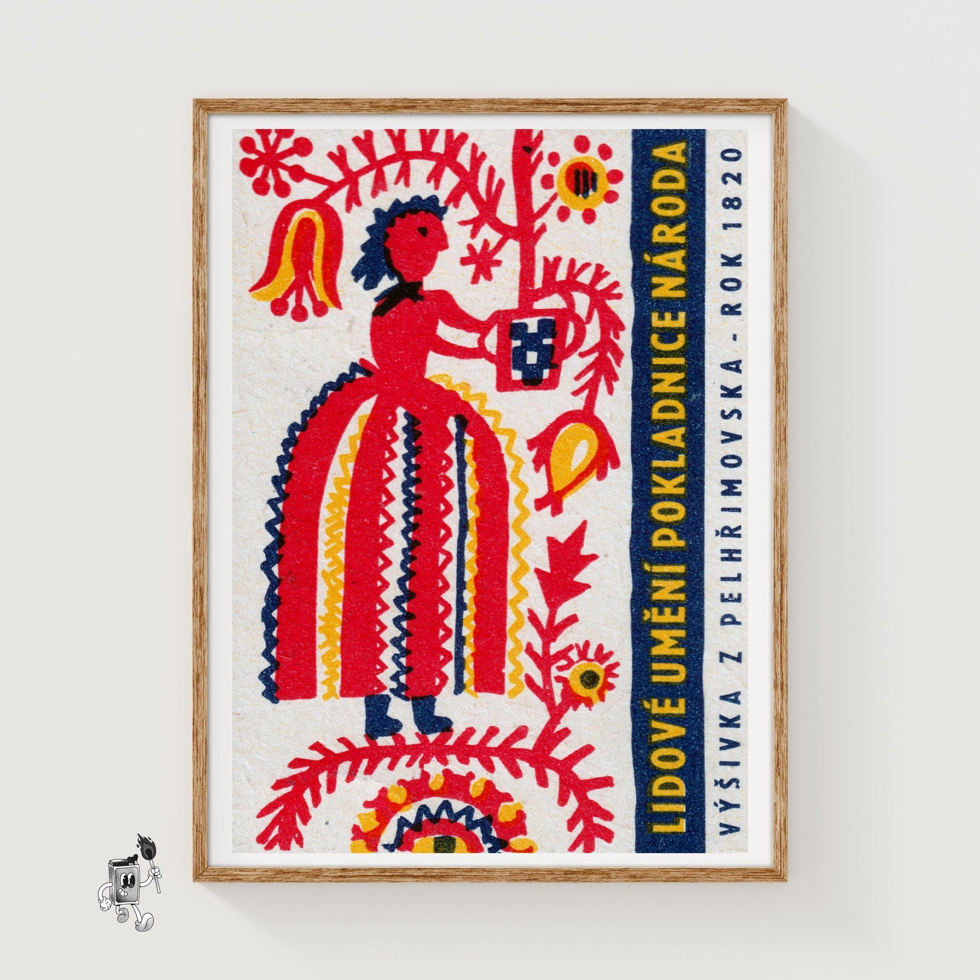 Folk Woman - vintage matchbox label print