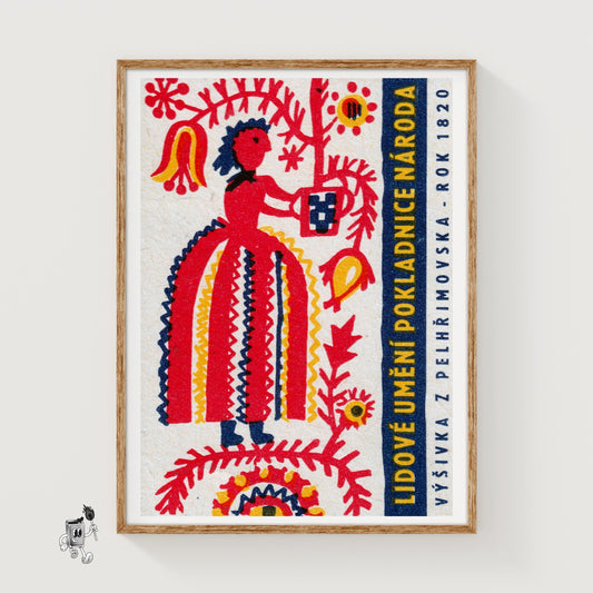 Folk Woman - vintage matchbox label print