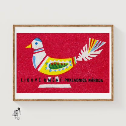 Folk Dove - vintage matchbox label print