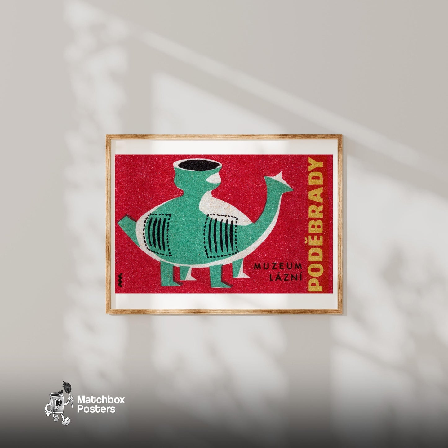 Abstract Animal Vessel - vintage matchbox label print - bedroom mockup