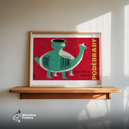 Abstract Animal Vessel - vintage matchbox label print - size comparison