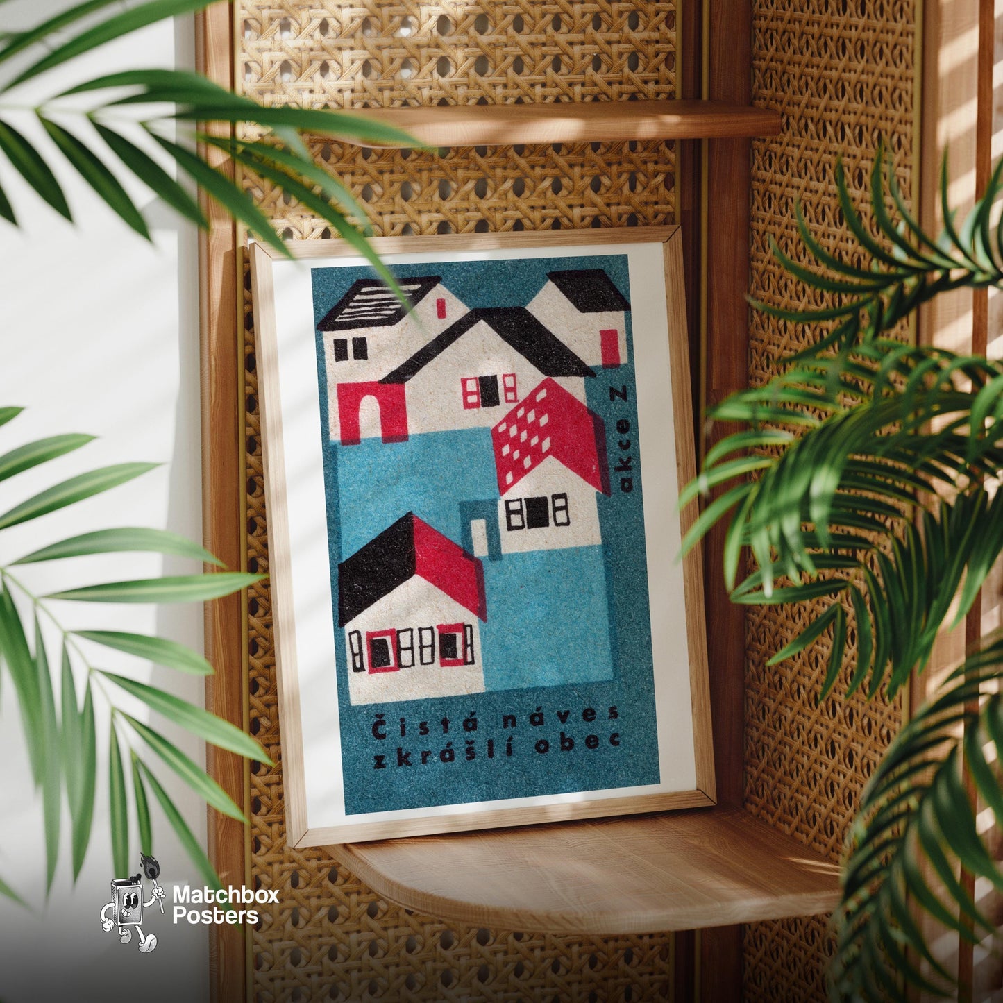 Czech Village - vintage matchbox label print - office wall
