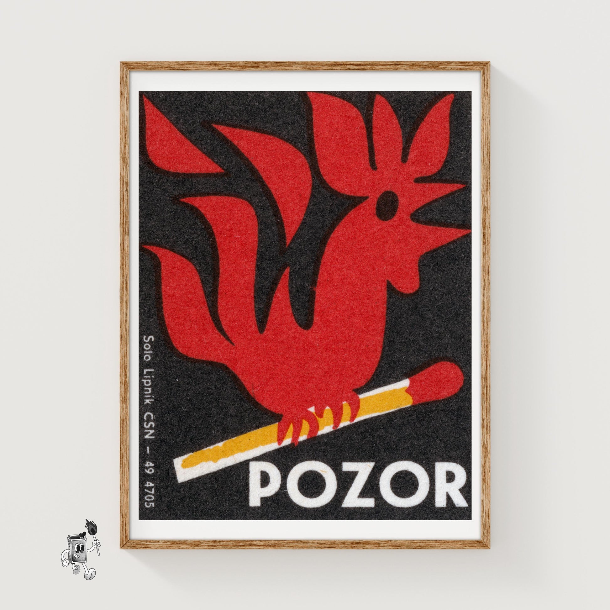 Match Flame Rooster - vintage matchbox label print