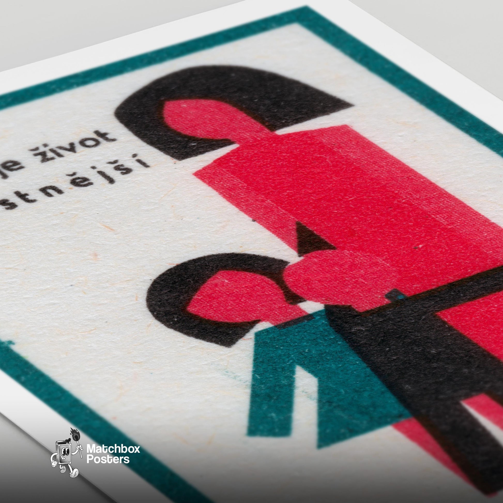 Family - vintage matchbox label print - close-up detail