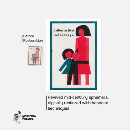 Family - vintage matchbox label print - framed wall art preview