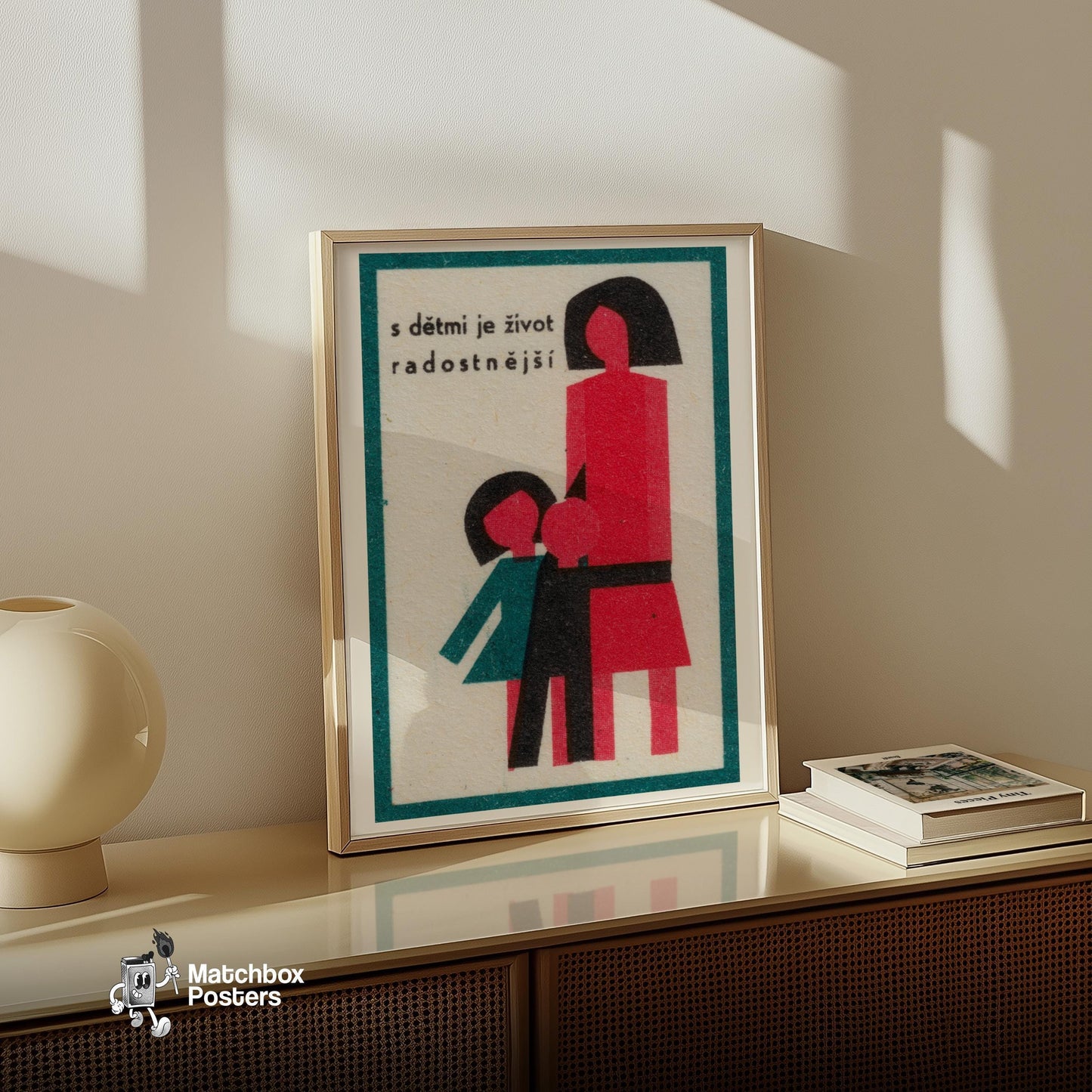 Family - vintage matchbox label print - size comparison