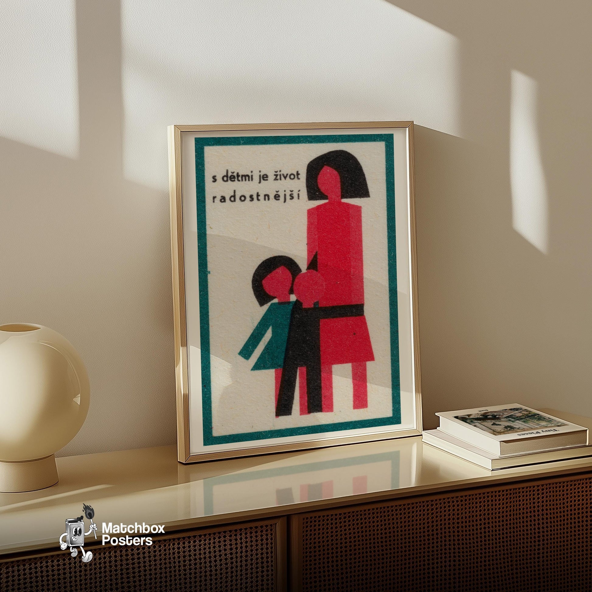 Family - vintage matchbox label print - size comparison