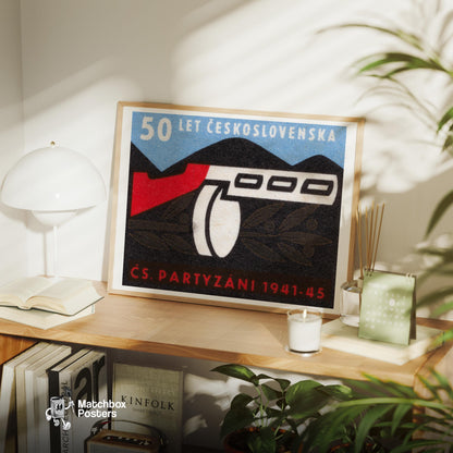 Stylized Rifle - vintage matchbox label print - office wall