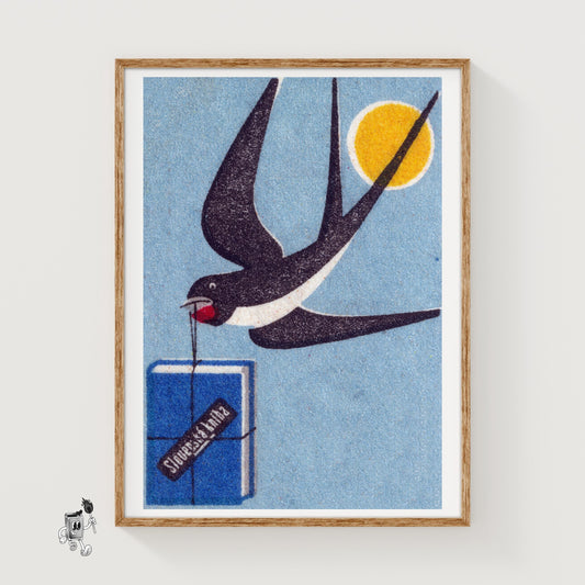 Swallow Carrying Package - vintage matchbox label print