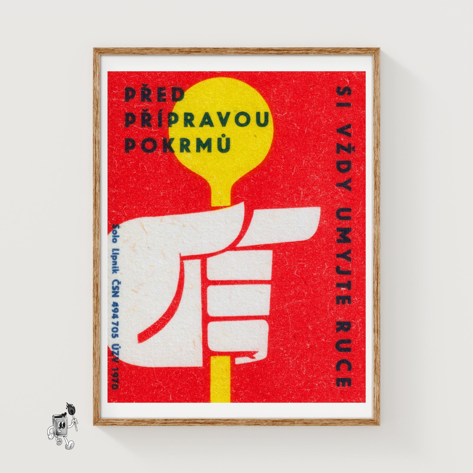Hand Holding Object - vintage matchbox label print
