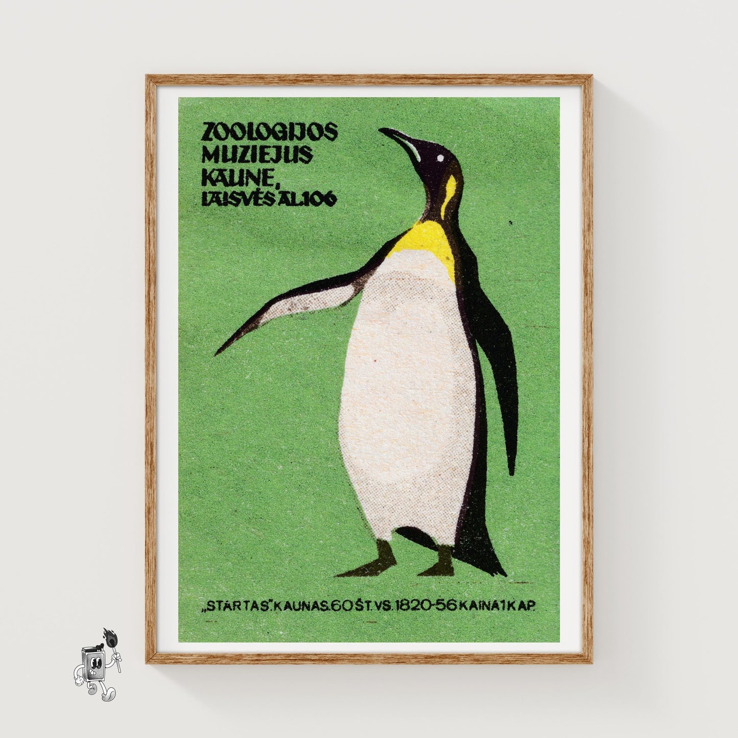 Penguin Standing - vintage matchbox label print