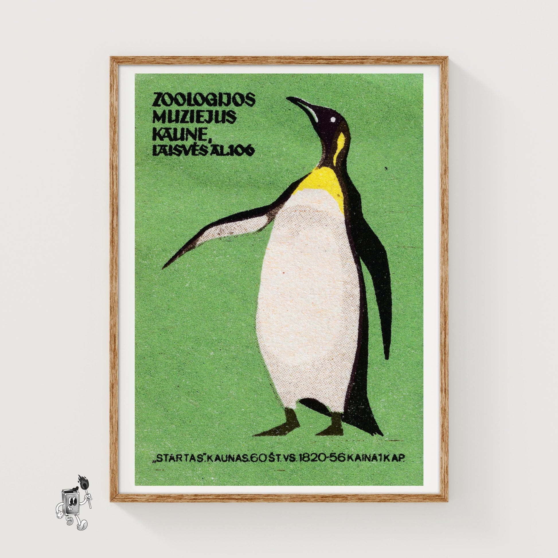 Penguin Standing - vintage matchbox label print