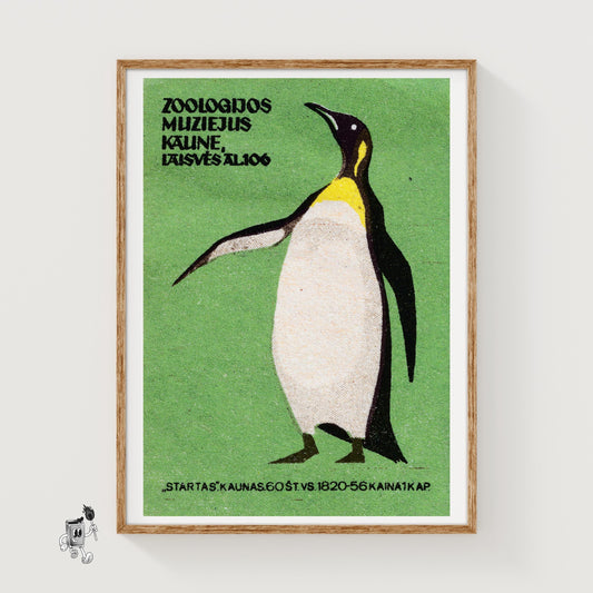 Penguin Standing - vintage matchbox label print