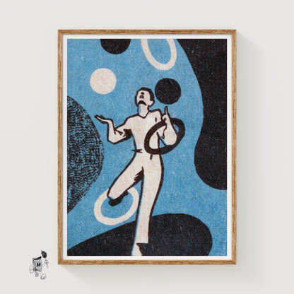 Juggler - vintage matchbox label print