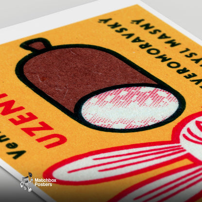 Rabbit - vintage matchbox label print - close-up detail