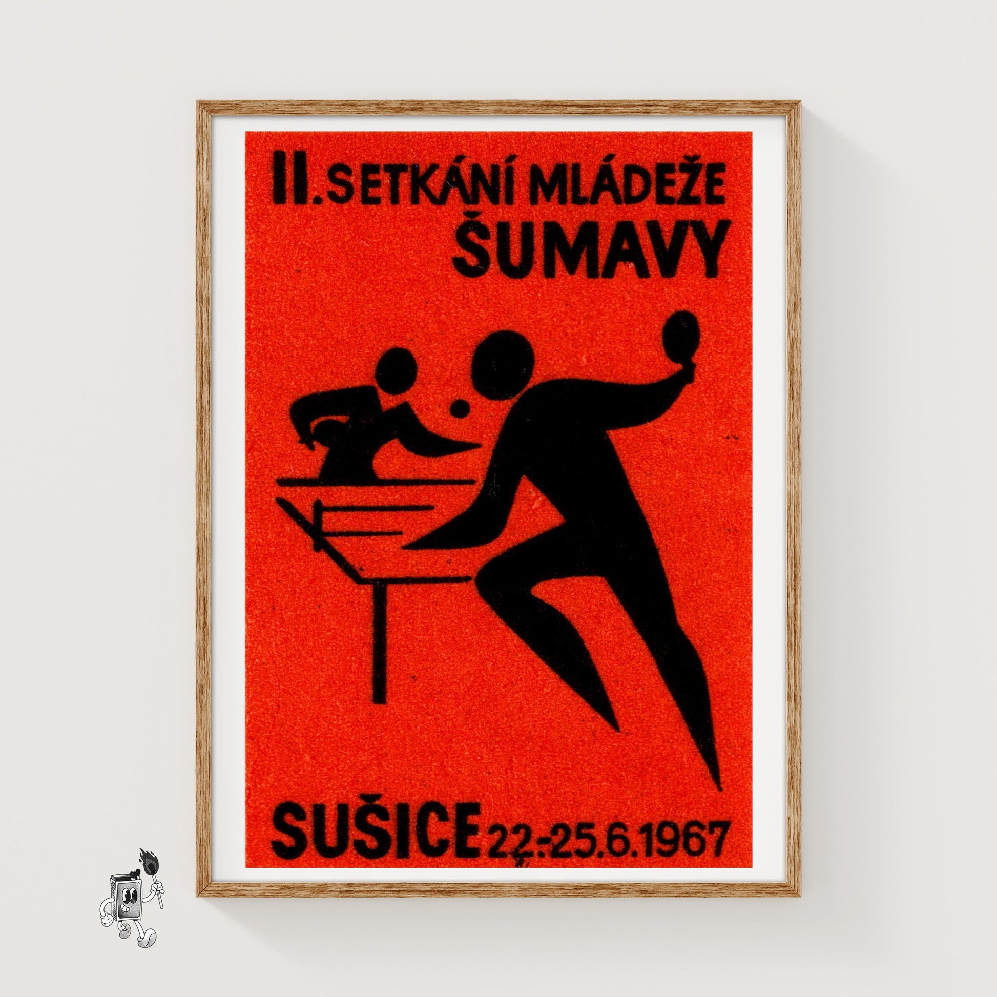 Table Tennis - vintage matchbox label print