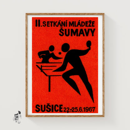 Table Tennis - vintage matchbox label print
