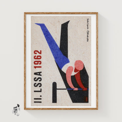 Gymnast on Bar - vintage matchbox label print
