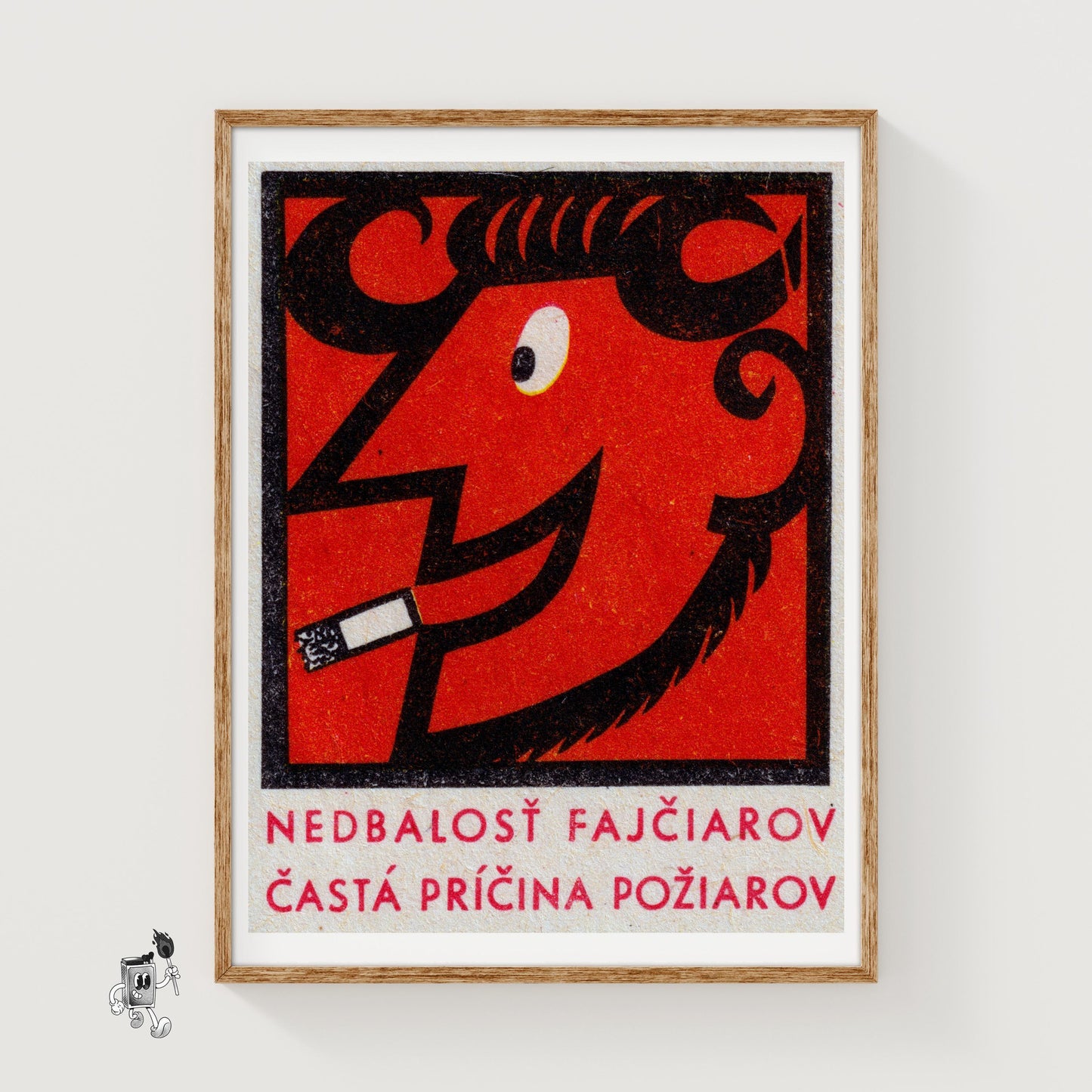 Smoking Devil Ram - vintage matchbox label print