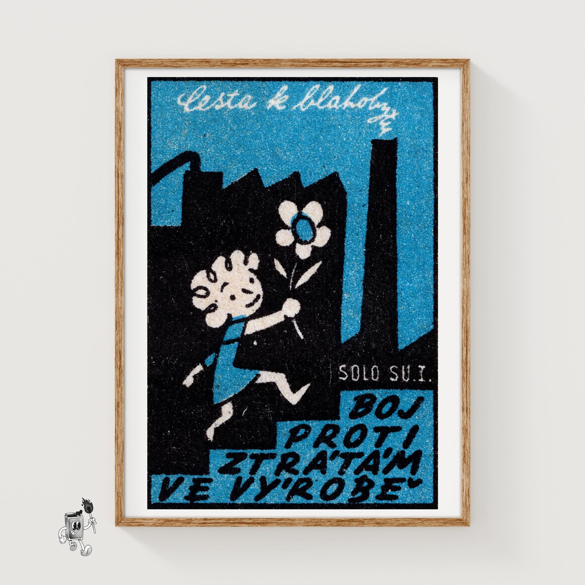 Girl with Flower - vintage matchbox label print