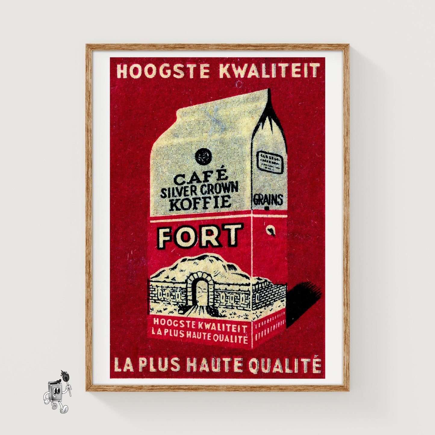 Illustration Of A Coffee Package - vintage matchbox label print