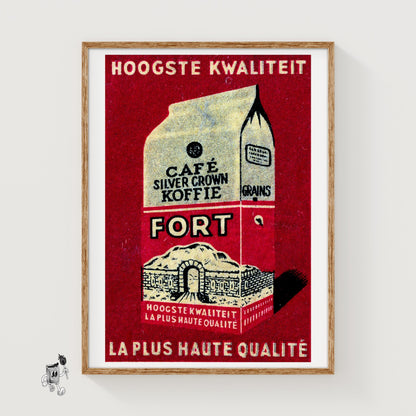 Illustration Of A Coffee Package - vintage matchbox label print