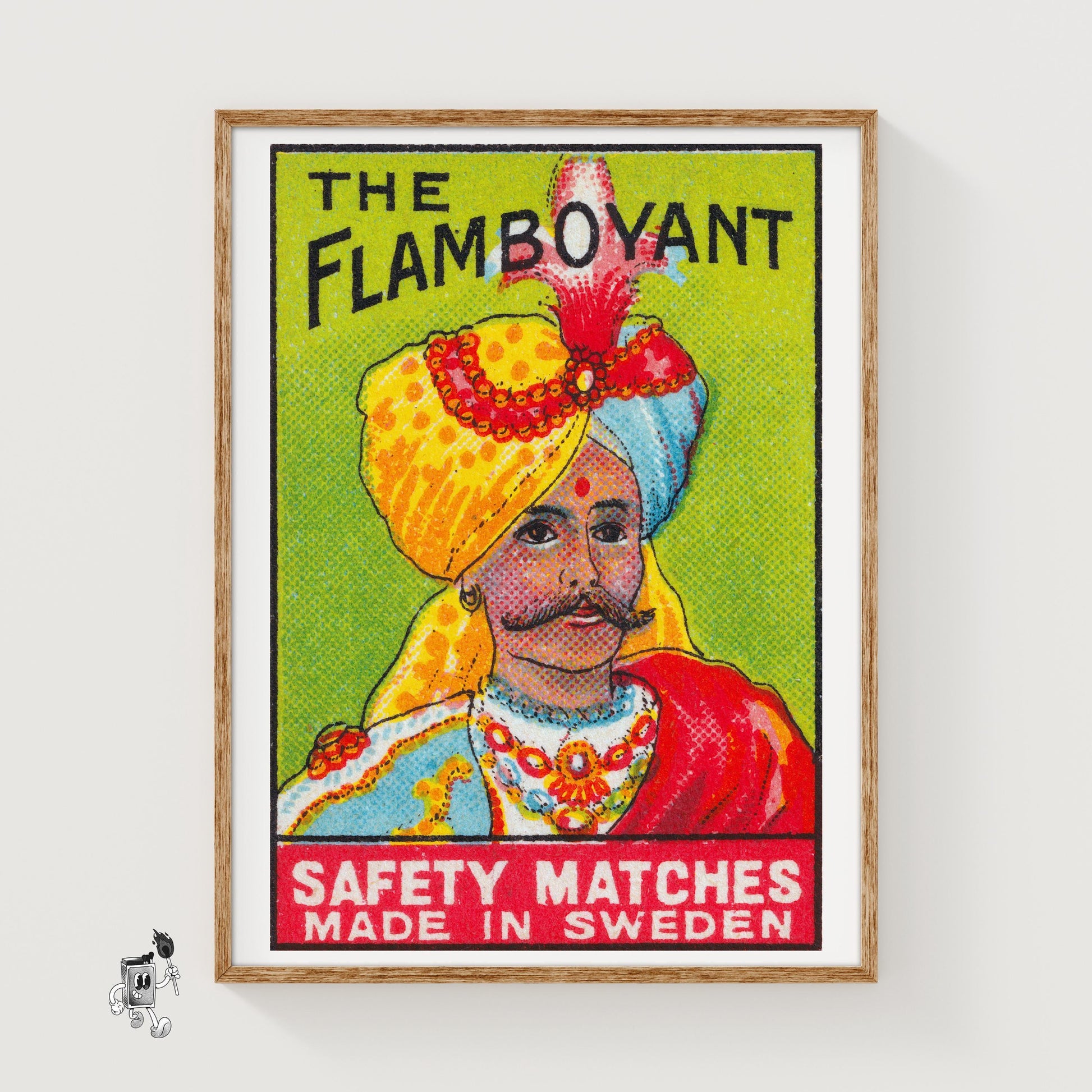Turbaned Man - vintage matchbox label print