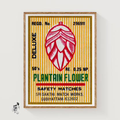 Plantain Flower - vintage matchbox label print