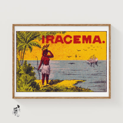 Indigenous Person - vintage matchbox label print