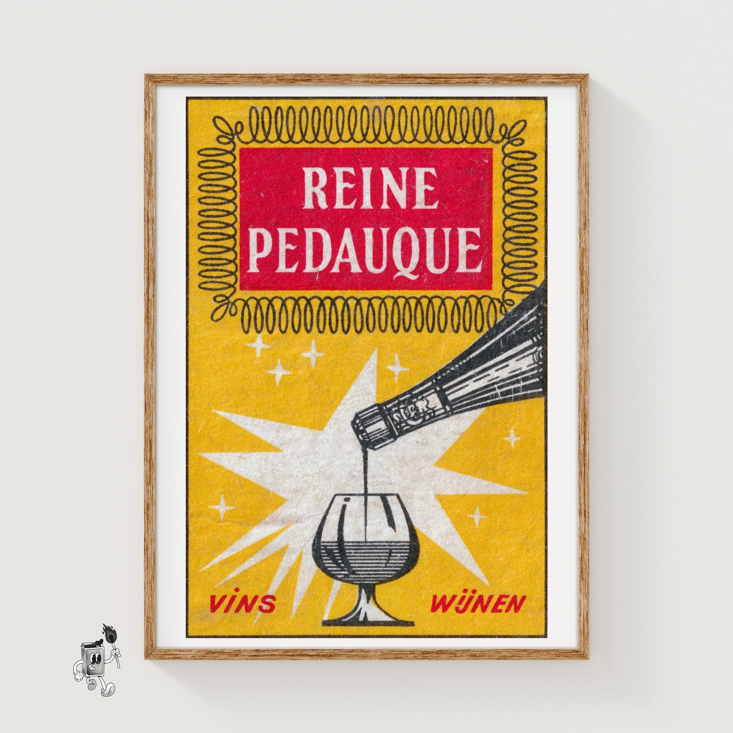Pouring Wine - vintage matchbox label print