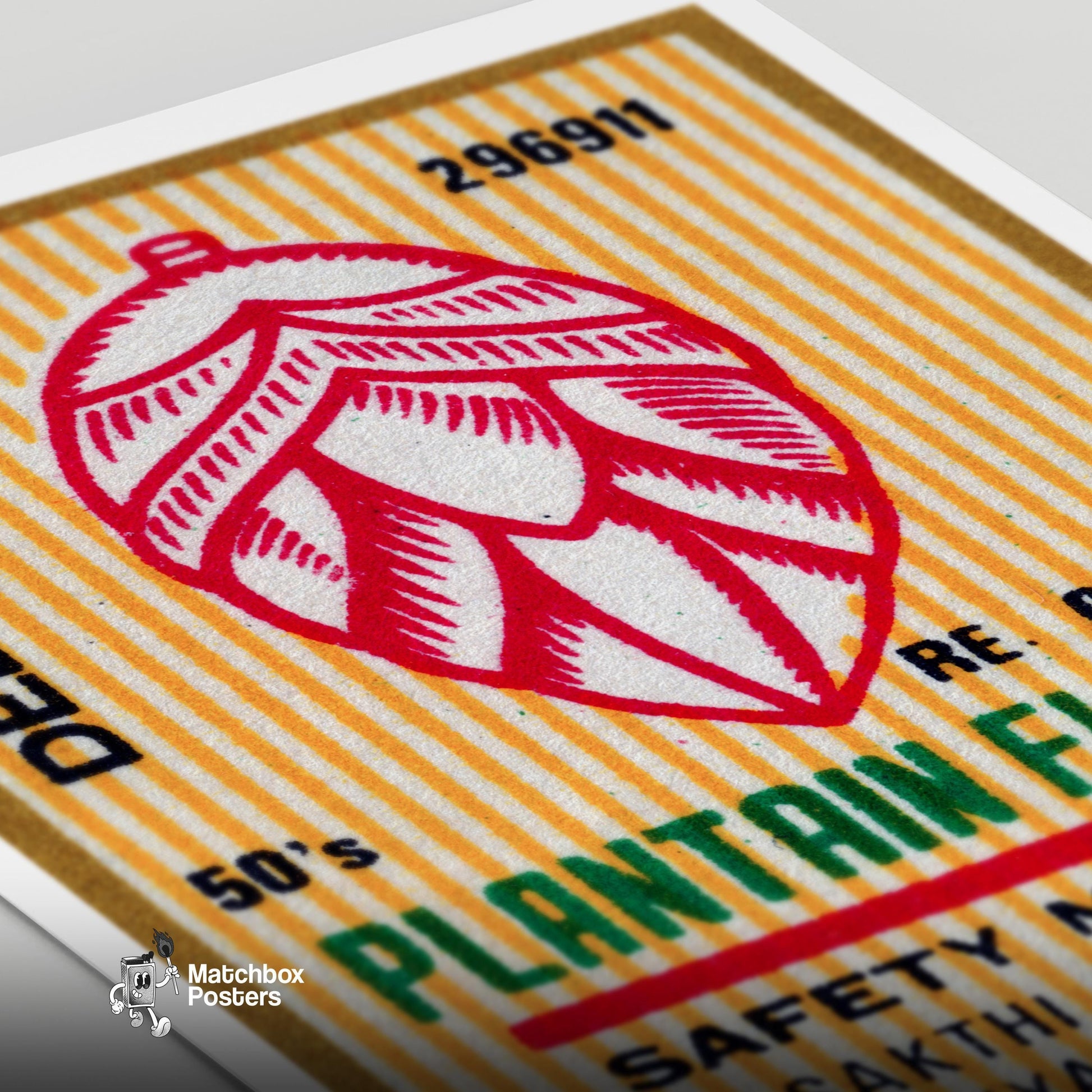 Plantain Flower - vintage matchbox label print - close-up detail