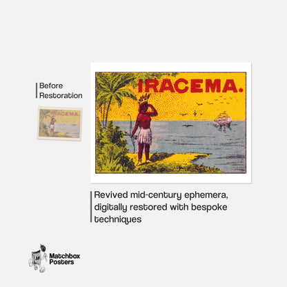 Indigenous Person - vintage matchbox label print - framed wall art preview