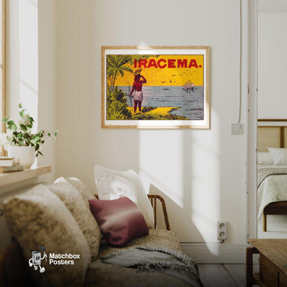Indigenous Person - vintage matchbox label print - living room mockup