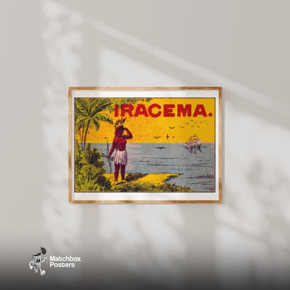 Indigenous Person - vintage matchbox label print - bedroom mockup