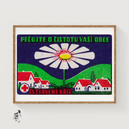Large Daisy - vintage matchbox label print