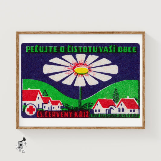 Large Daisy - vintage matchbox label print