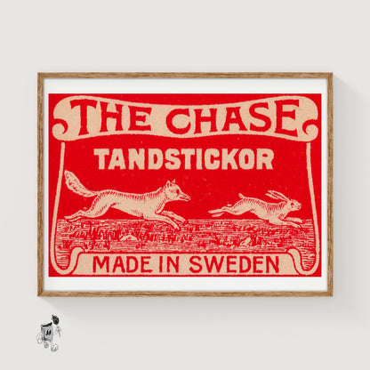 The Chase - vintage matchbox label print