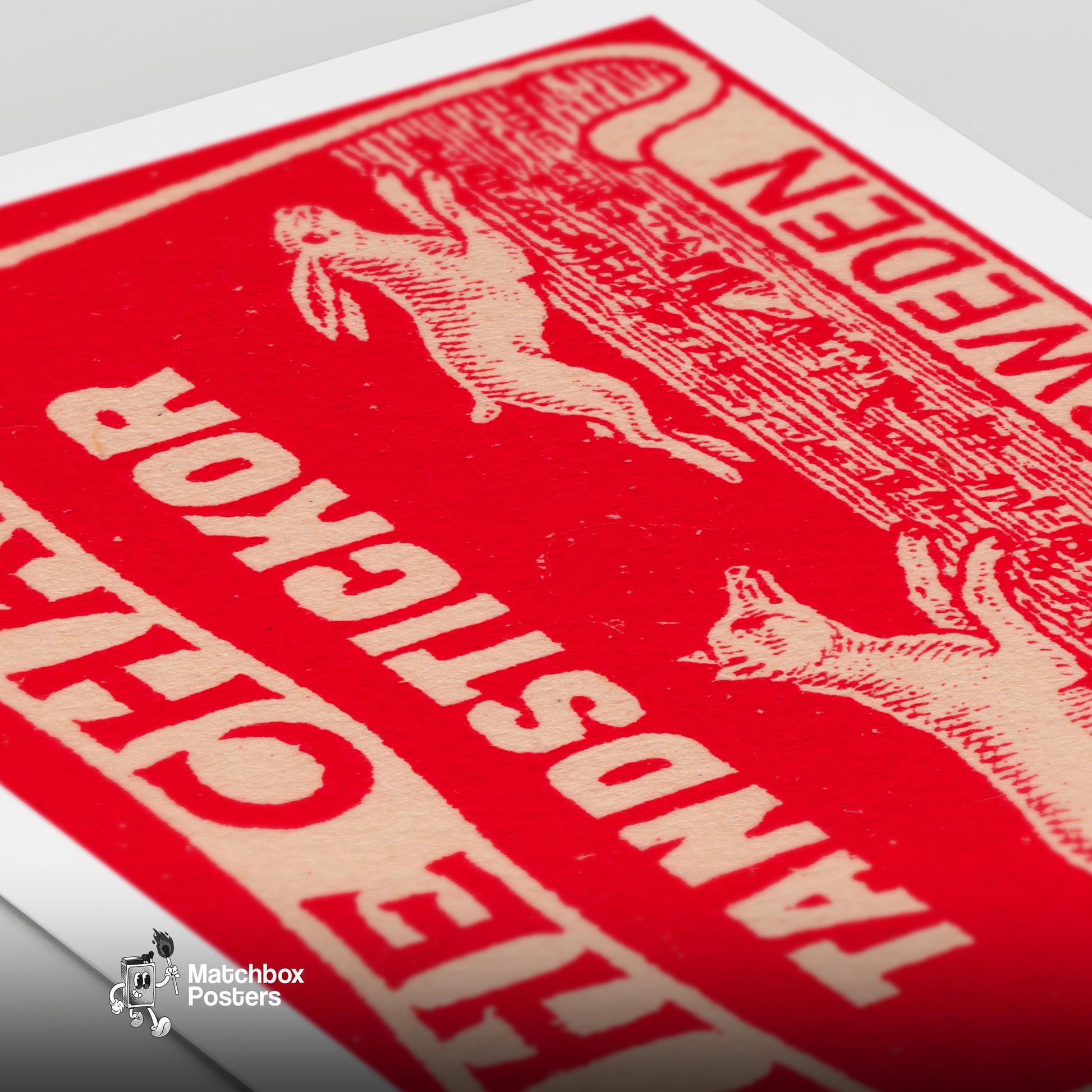 The Chase - vintage matchbox label print - close-up detail