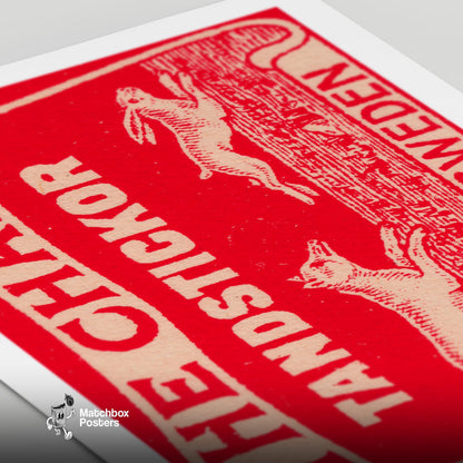 The Chase - vintage matchbox label print - close-up detail