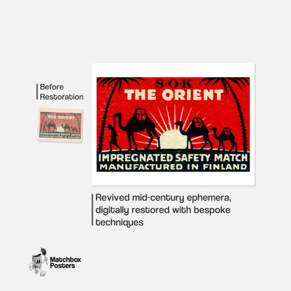 Silhouette Of Camels - vintage matchbox label print - framed wall art preview
