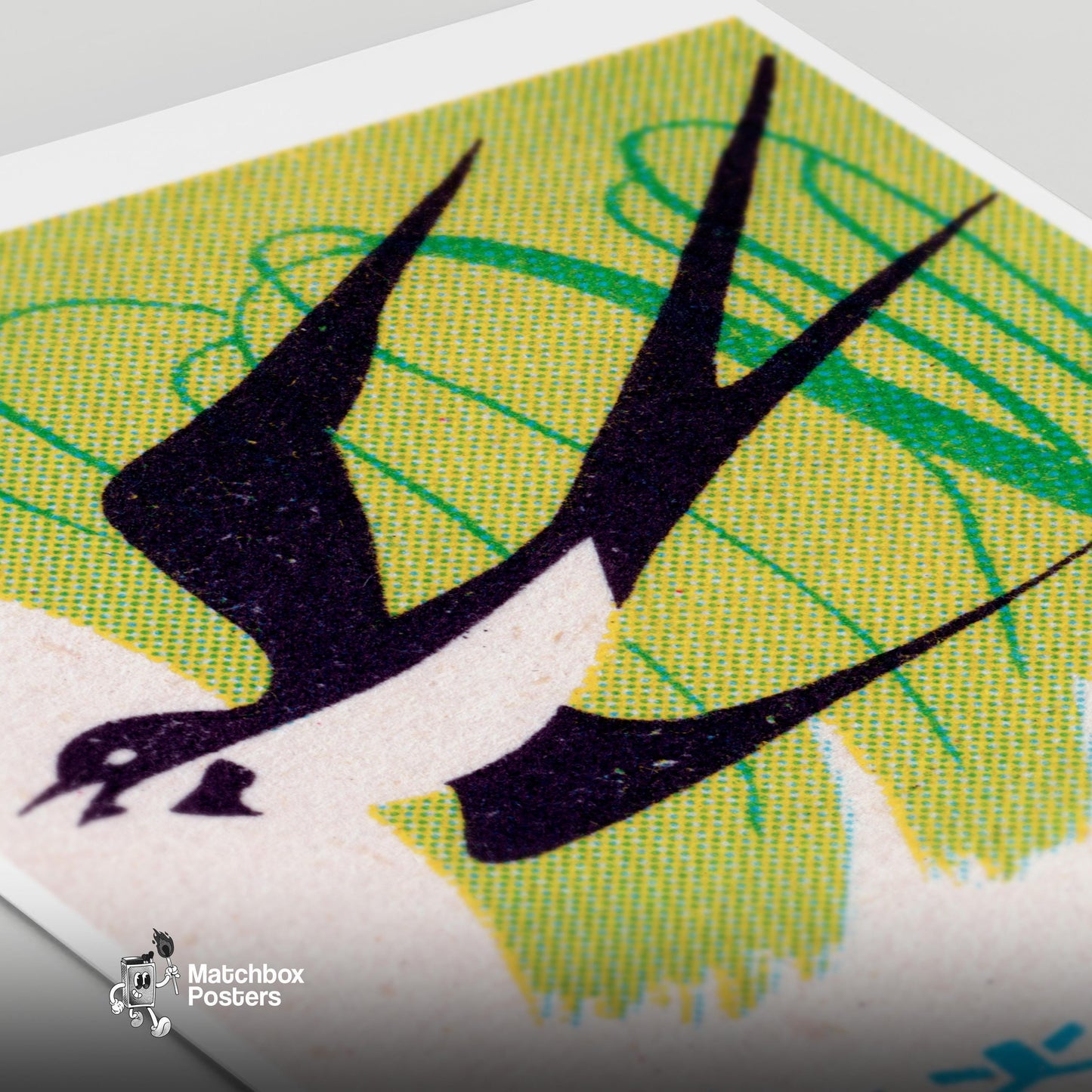 Black Shanghai 1960s-70s Matchbox Label - vintage matchbox label print - close-up detail