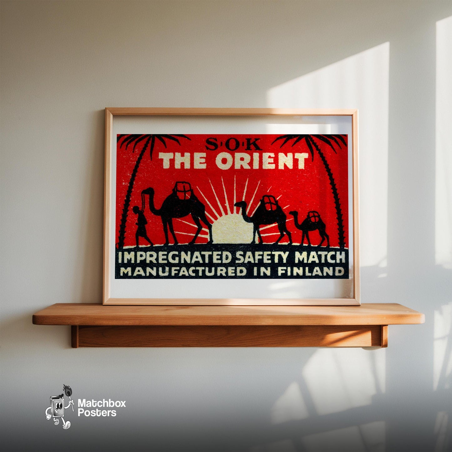 Silhouette Of Camels - vintage matchbox label print - size comparison