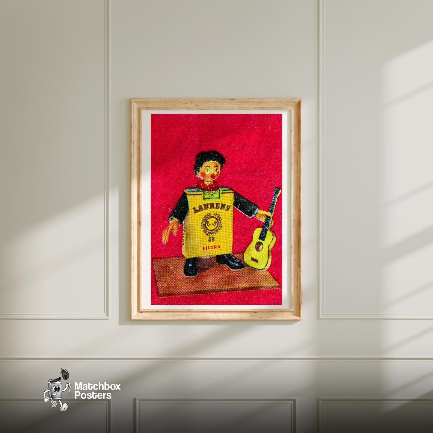 Cartoon Character 1960s-70s Cigarette Card - vintage matchbox label print - bedroom mockup