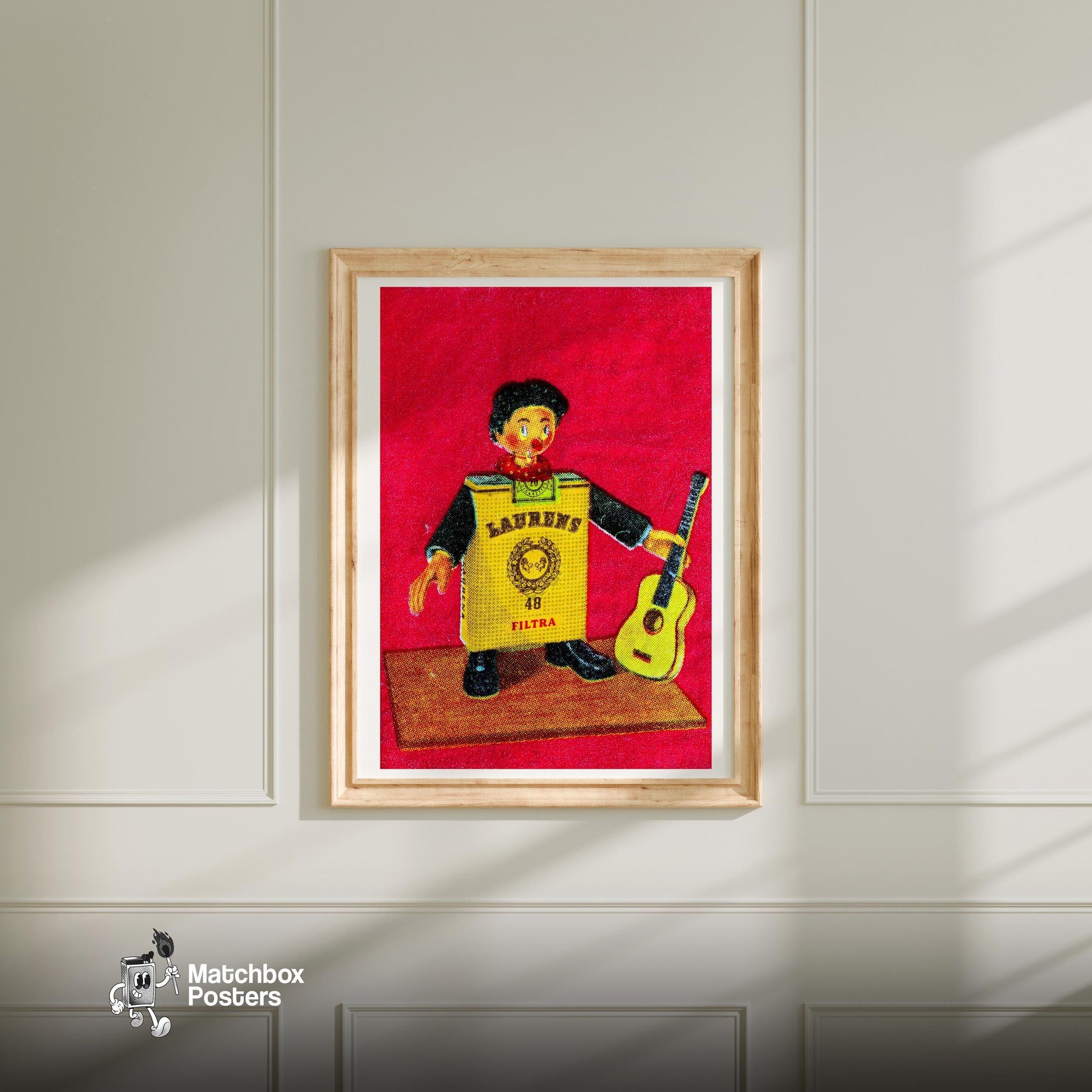 Cartoon Character 1960s-70s Cigarette Card - vintage matchbox label print - bedroom mockup